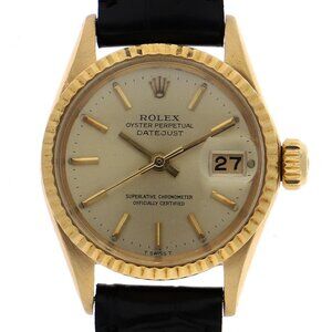 WATCH ROLEX 6517 DateJust Champagne YG/leather/(embossed leather) AT